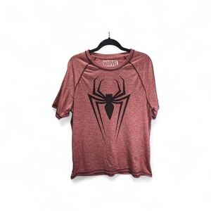 Marvel Men's Heather Red Tee with Black Spider Emblem Size L